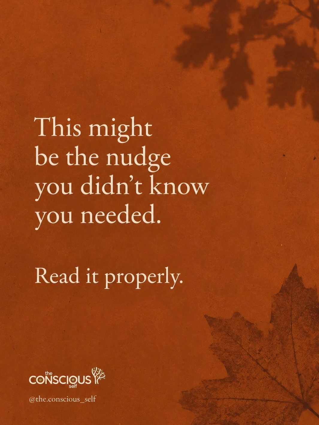 Original Always Human Instagram carousel cover with autumn leaf artwork and the words This might be the nudge you didn’t know you needed